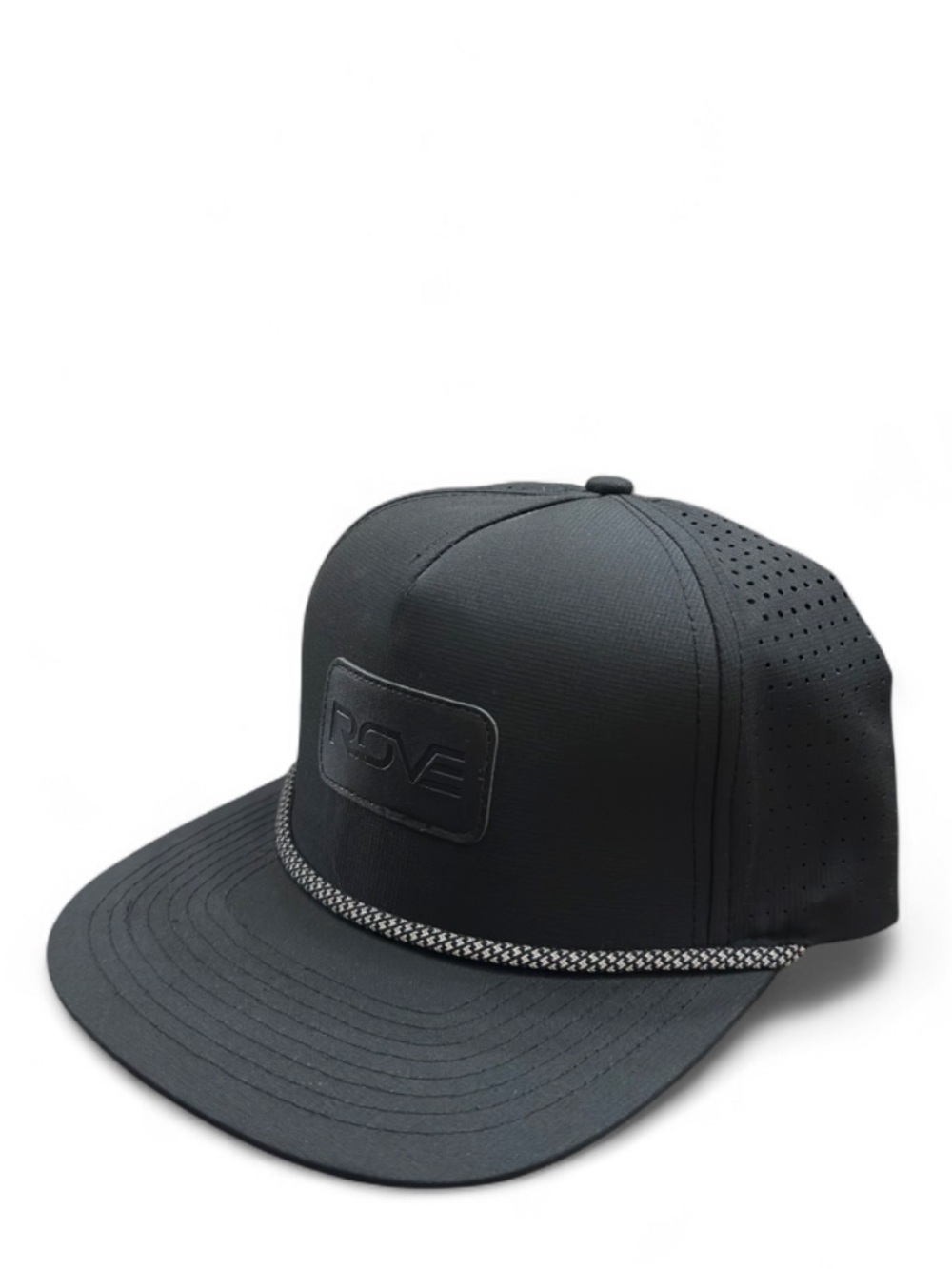 ROVE Black and White Ventilated Rope Snapback Cap